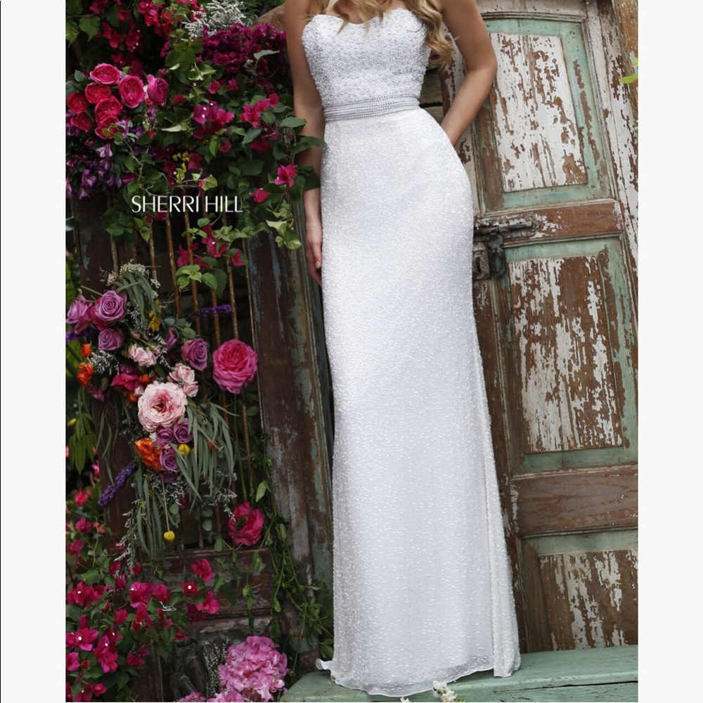 White strapless Sherri Hill